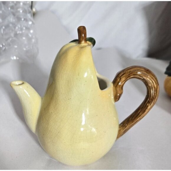 Fruit Teapot & Salt Pepper Shakers Set Apple Pear Kitchen Decor Ceramic - Picture 13 of 16